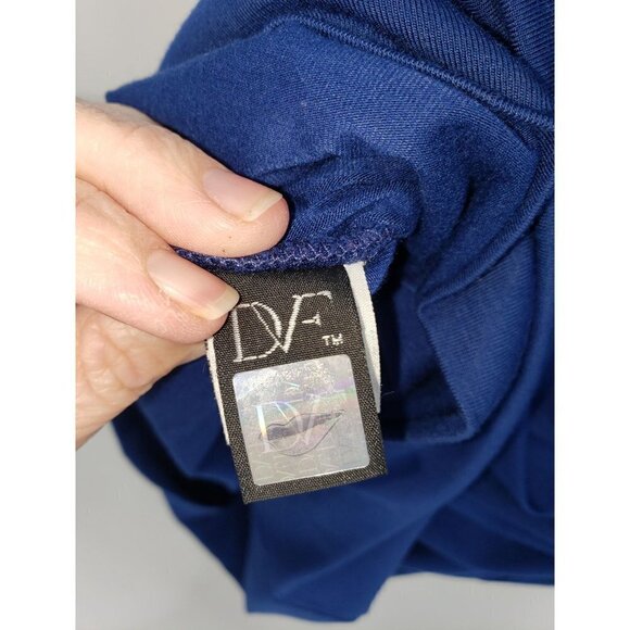 DVF Diane Von Furstenberg Parker Jersey Dress Sz 10 Stretch Ruched Surplice Blue - Picture 11 of 16